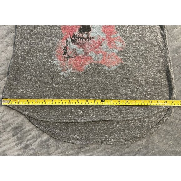 Bongo Women's Gray Sleeveless Tank w/ Floral Skull Jewels 1X High Low Pink Black - Picture 4 of 12